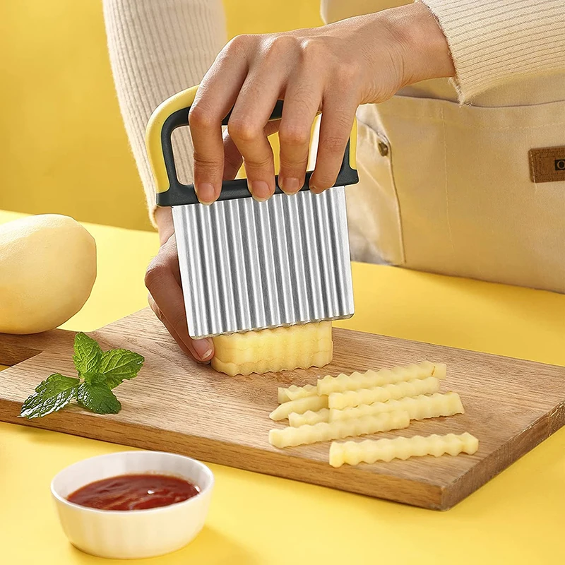 

Прибор для резки картофеля, кухонный волнистый нож из нержавеющей стали, для жарки картофеля фри, измельчитель