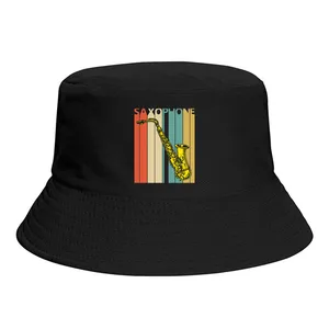 Vintage Saxophone Player Gift  Bucket Hat Polyester Men Women Fisherman Hat Customized Cute Journey Caps