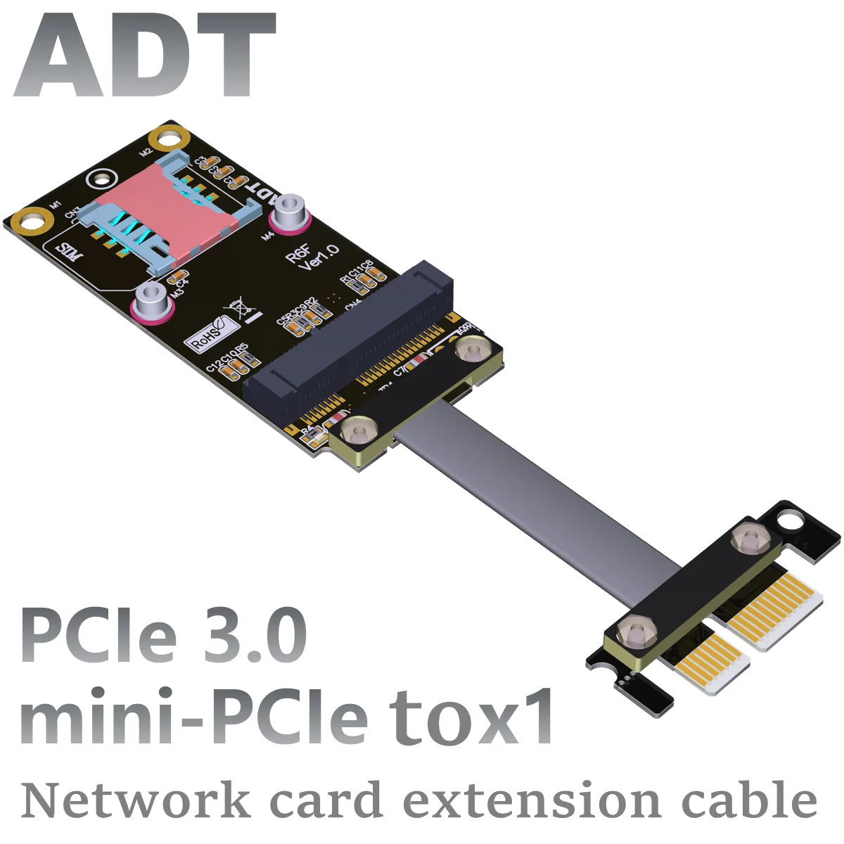 

Удлинительный кабель PCIe x1 передается на беспроводную сетевую карту mini PCIe, плоский кабель mpcie