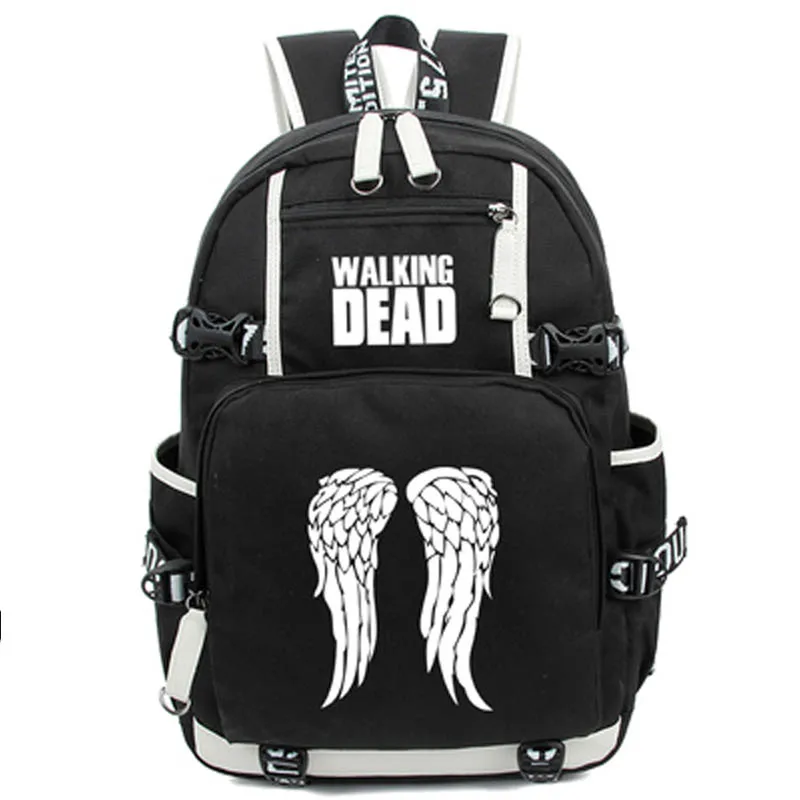 Hot The Walking Dead Backpack Cosplay Fashion Daryl Luminous Canvas Bag Schoolbag Travel Bags