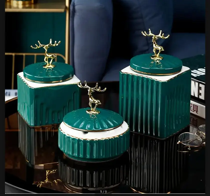 Керамическая банка для хранения с крышкой в виде оленя влагостойкая герметичная