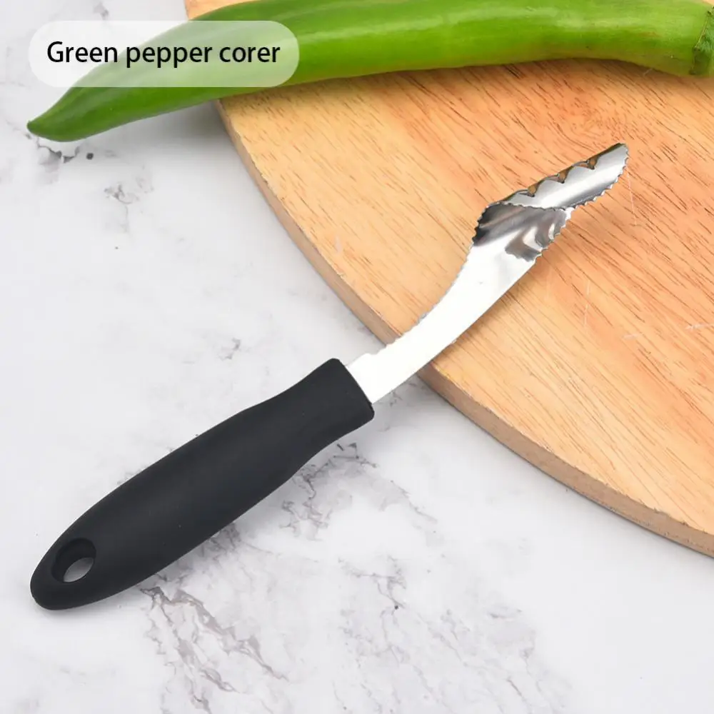 

Green Pepper Domestic Deseed Multifunctional Enucleator Durable Corer Seed Remover Food Non-slip Core Remover Kitchen Tools