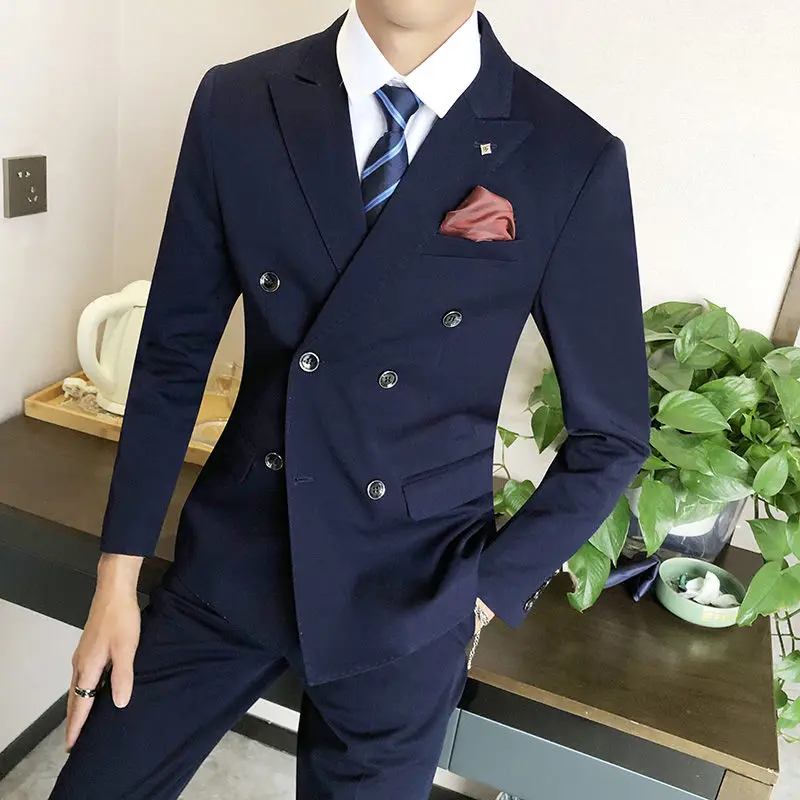 

Set Blazer Men Pants British Men Suit 2 Piece Set Slim Party High Quality Business Men's Formal Dress Jacket Pants Male B43