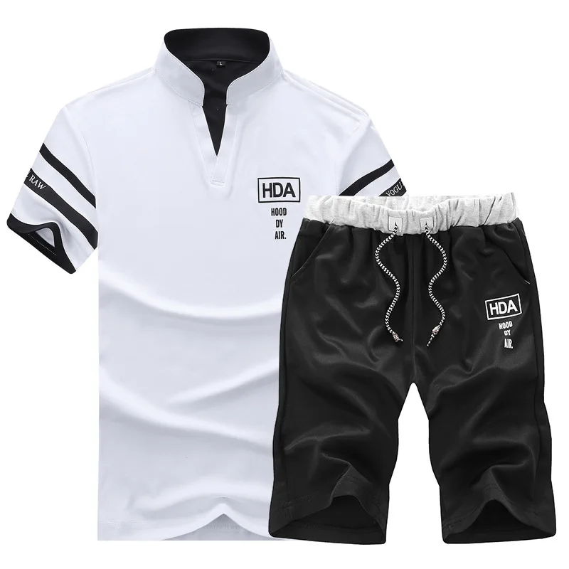 Men's T-shirt + Shorts Set Summer Breathable Casual T Shirt Running Set Fashion Harajuku Printed Male Sport Suit 2022 New enlarge