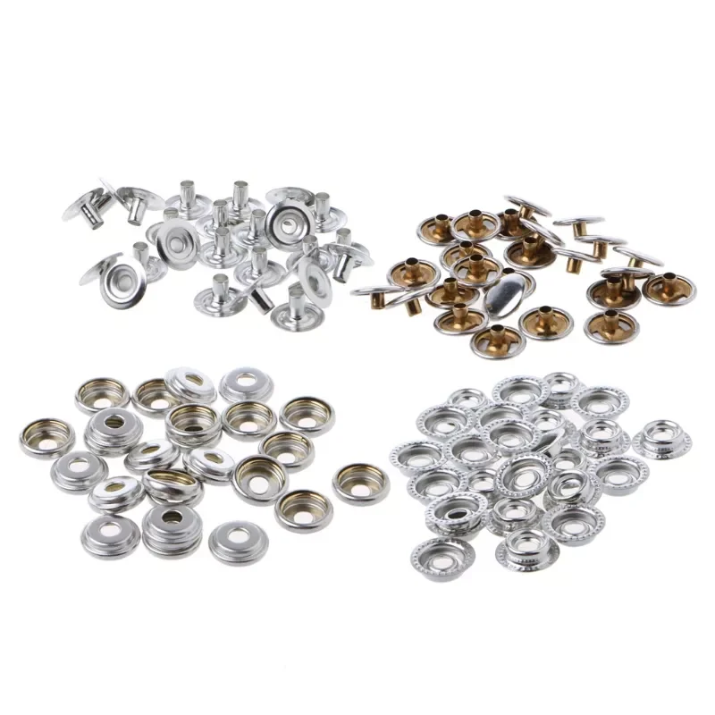 

100 Pcs Stainless Steel Fastener Snap Press Stud Cap Button Marine Boat Canvas