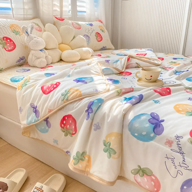 

Summer Cool Quilts Thin Air-conditioning Comforter Soft Breathable Office Nap Blanket Quilted Bed Covers King Queen Bedspreads