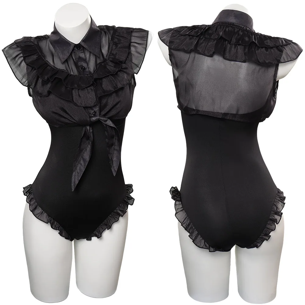 

Wednesday Cosplay Women Costume TV Wednesday Adams Jumpsuit Outfits Fantasia Halloween Carnival Party Suit For Roleplay Disguise