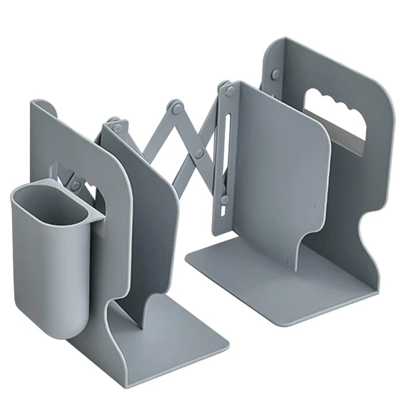 

Expandable Bookend Adjustable Desktop Bookshelf with Pen Holder for Office School Home Desk