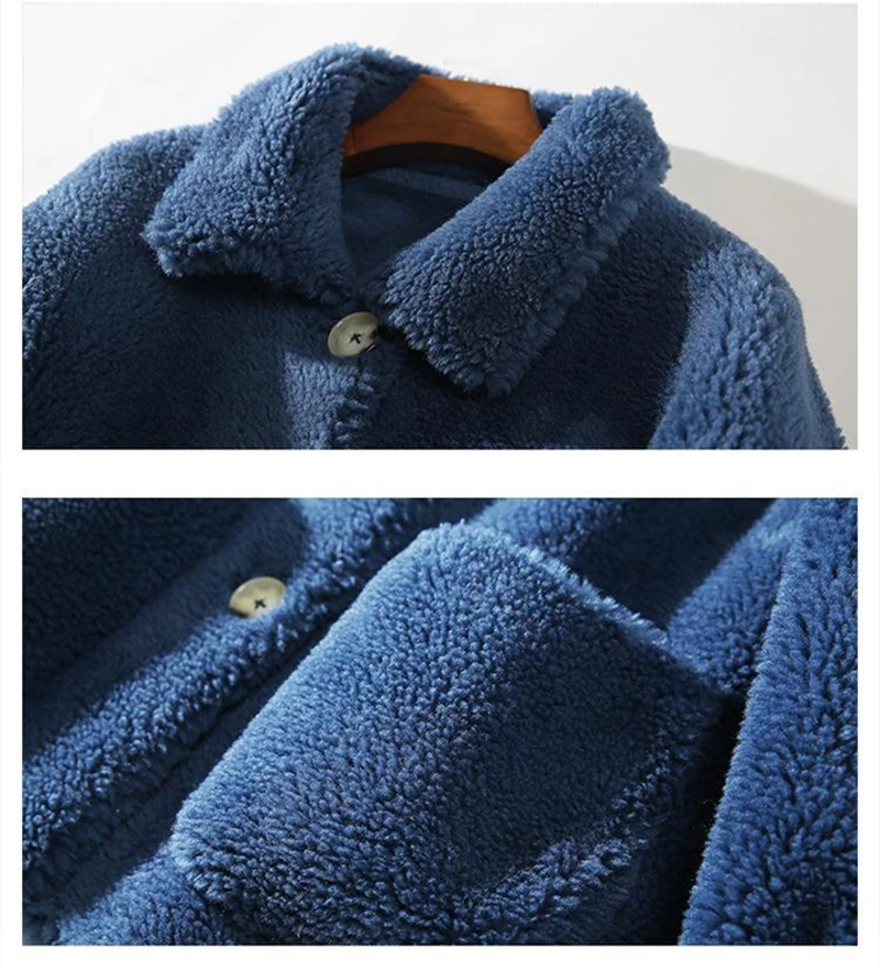 Winter New Woman Turn Down Collar Real Fur Jackets Female Clothing Wild Coats Wool Outerwear Thick Wram Loose Solid Fluffy Tops