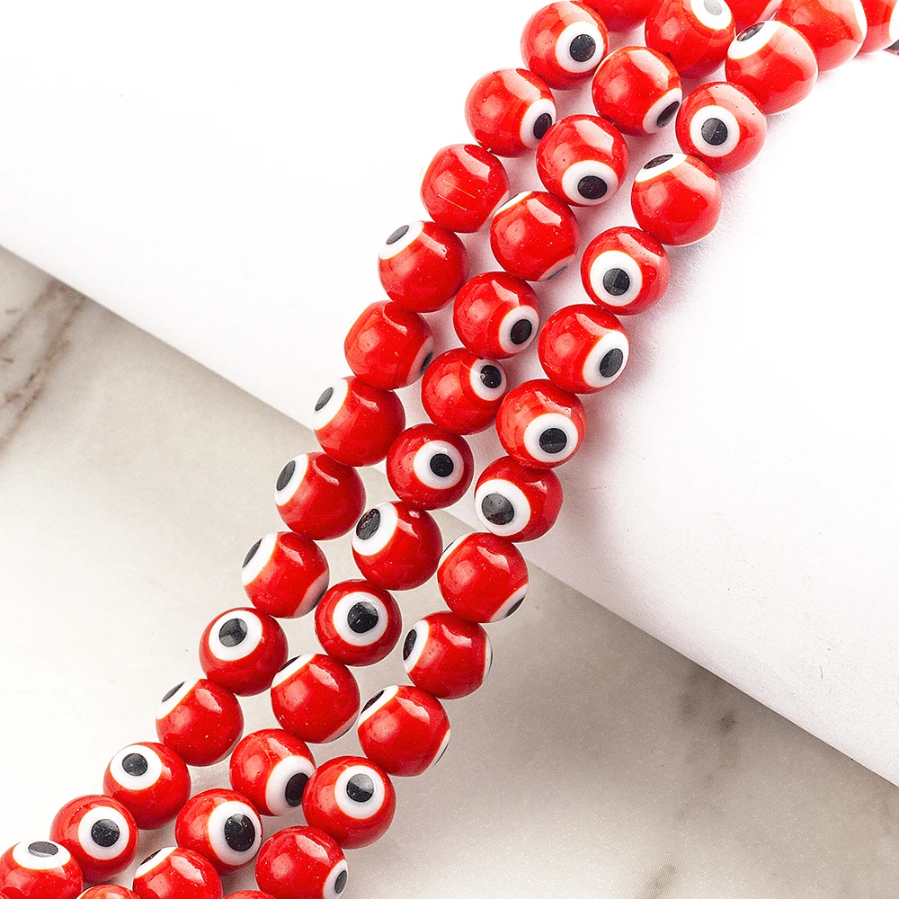 

Turkish Hamsa Multicolor Evil Eye Glass Spacer Beads for Women Jewelry Making DIY Fashion Bracelet Necklace Round Beads
