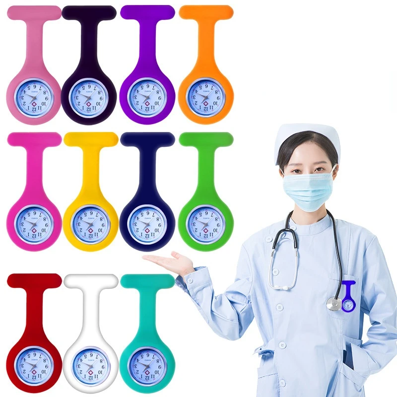 2022 Cute Pocket Watches Silicone Nurse Watch Brooch Tunic Fob Watch with Free Battery Doctor Medical Unisex Watches Clock dots silicone nurse watch fob pocket watch doctor nurse gift colored dial japanese high quality hospital clock alk vision