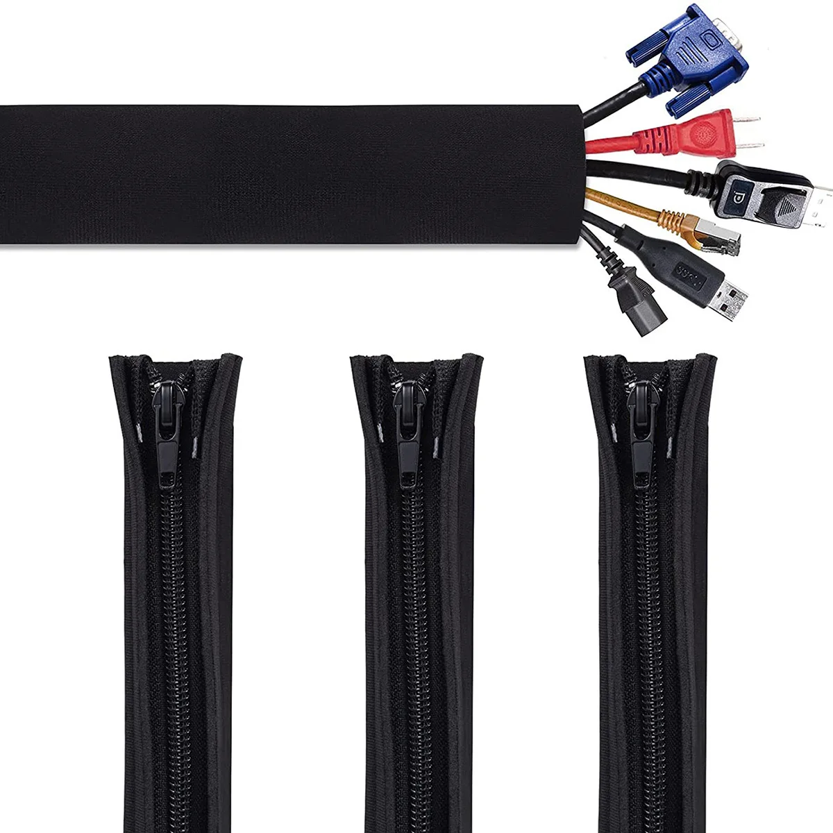 Рукав для прокладки кабеля с застежкой-молнией Шнур питания офисного компьютера