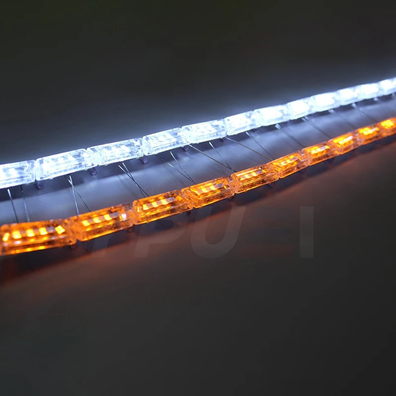 

Fire Ghost Белая светодиодная лента для фар Текущий желтый указатель поворота Гибкий светодиодный светильник «ангельский глаз» с переключением Knight Rider Light