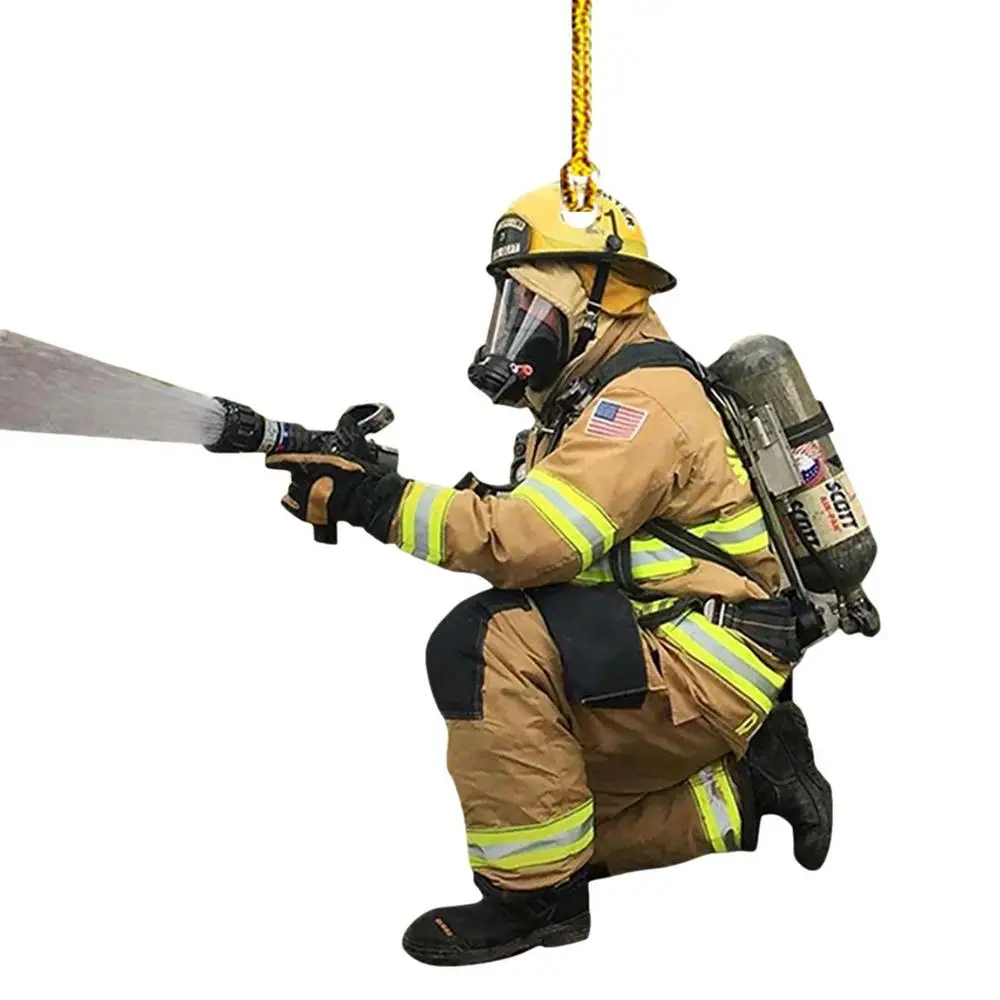 

Подвеска для автомобиля пожарного, фигурки пожарников, украшения, декор для зеркала заднего вида, подвеска, детские подарки, автомобильные аксессуары