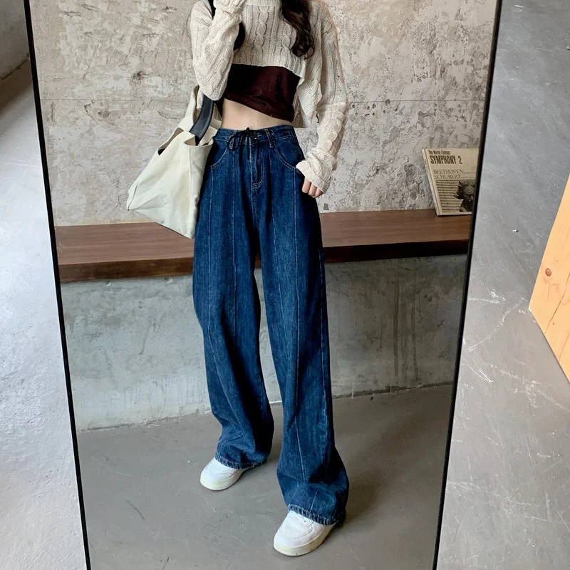 

Women Pant Woman Jeans High Waist Denim Pants Wide Leg Denim Clothing Blue Jeans Vintage Quality Fashion Straight Pants
