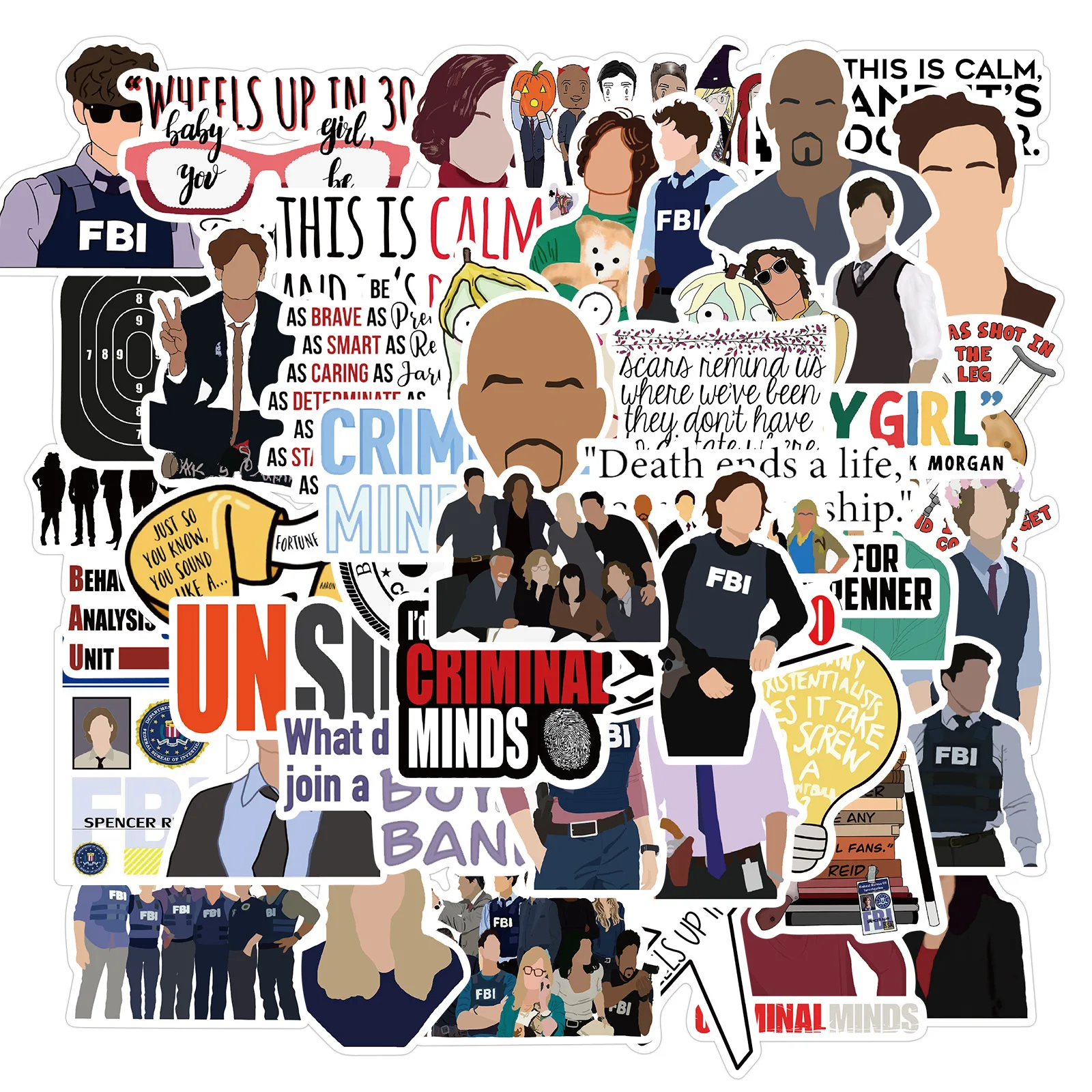 Stickers Criminal Minds TV Show Kids Toys Aesthetic Things Stationery Planner Notebooks Laptop Guitar Phone Case Wall Skates