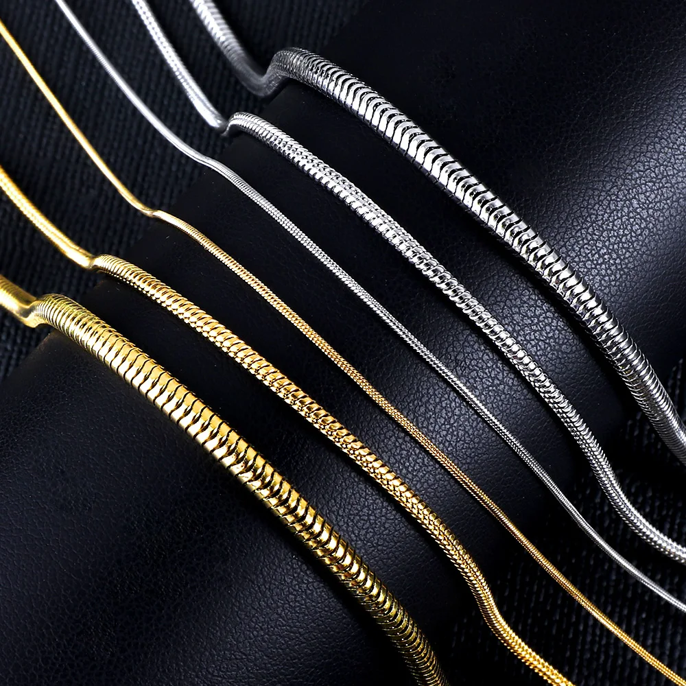 

ASON Round Snake Chain Necklace Stainless Steel Chains Choker For Woman Men Premium Jewelry Making Accessories Link Necklaces