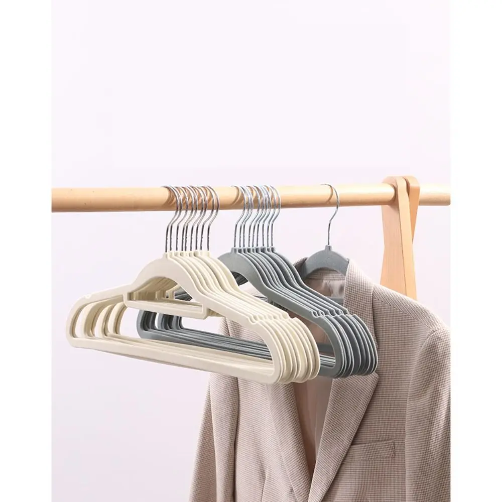 

10pcs Flocking Flocking Clothes Hangers New Non-slip Multifunctional Coat Holder Durable High Quality Dress Rack Coat