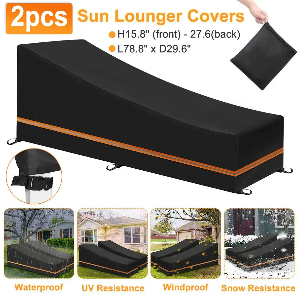 

2 Pcs Outdoor 100% Waterproof Chair Cover Garden Furniture Rain Cover Chair Protection Dustproof Convenient Covers Anti-UV