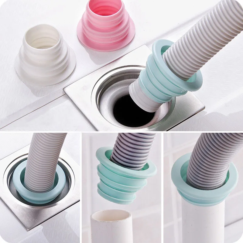

1Pcs Plastic Deodorant Wash Machine Pipe Connector Tools Sealing Plug Anti-odor Telescopic Sewer Pipe Silicone Deodorant Plug