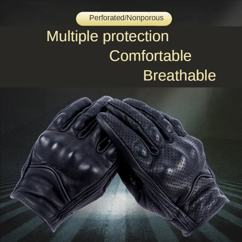 

Motorcycle Gloves Waterproof Windproof Motocross Gloves Real Leather Perforated Cycling Gloves Touch Screen Women Summer Winter