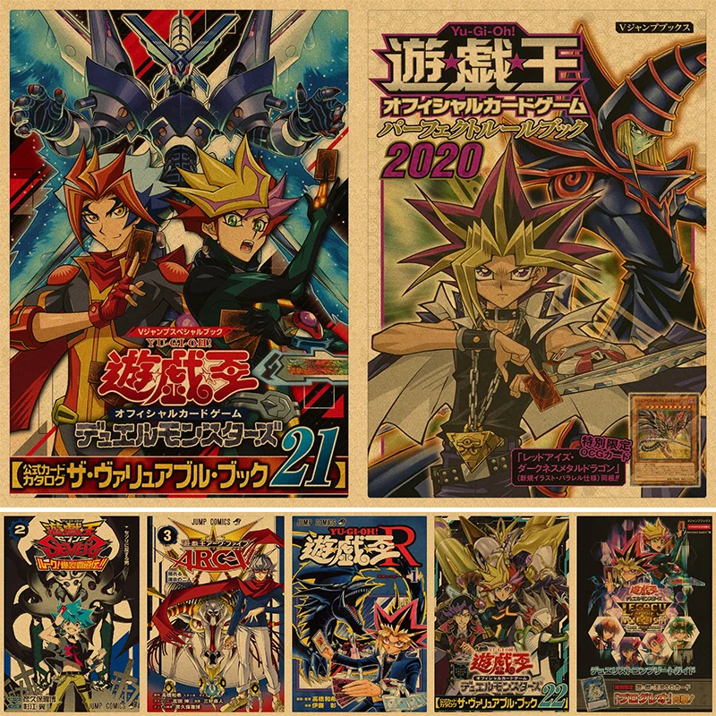 

Классическая японская карточка Yu-Gi-Oh для поединок монстров, аниме боевой постер из крафт-бумаги, мультяшная наклейка для искусственных пода...