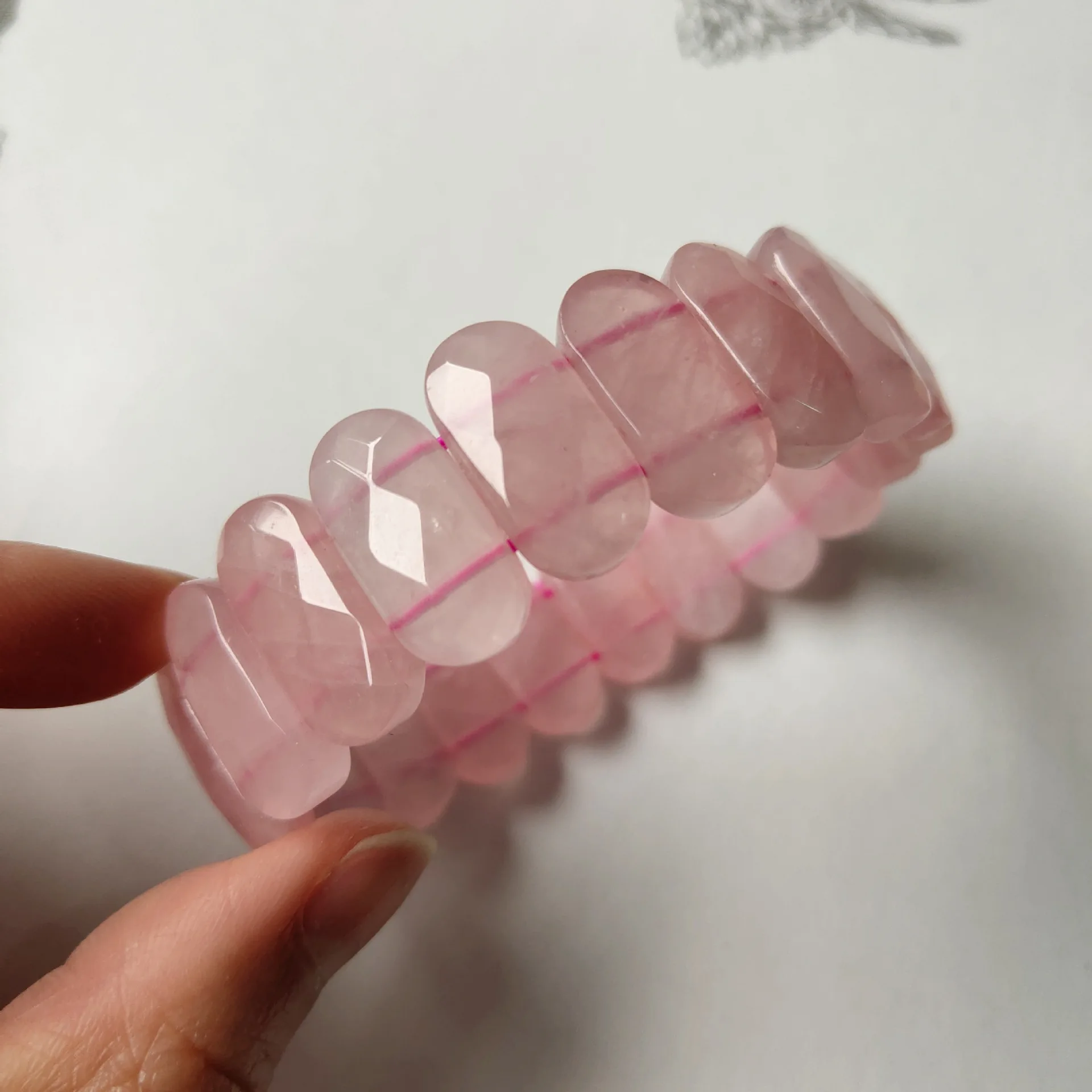 

Powder crystal oval corner cutting hand string 10*20mm bracelet natural stone jewelry female bracelet wholesale to me