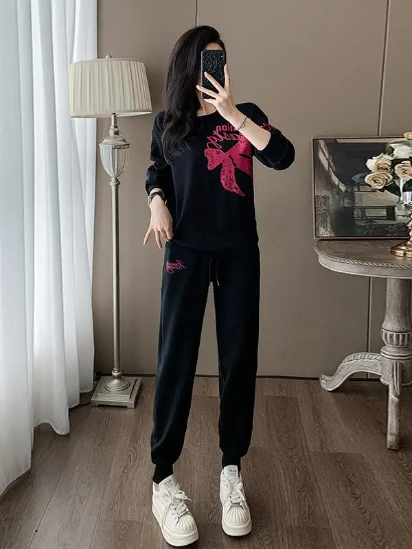 Новинка весна-осень 2024 Модный корейский комплект из толстовки с длинным рукавом