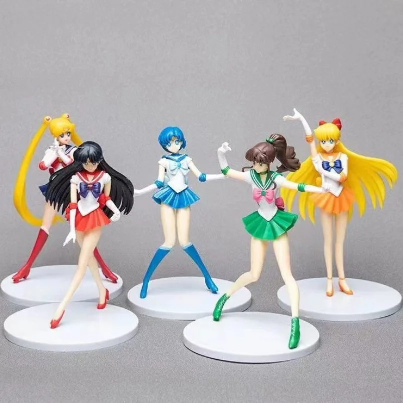 

5pcs/Set Sailor Moon Anime Figure Tsukino Usagi Chiba Mamoru Chibiusa Mizuno Ami Kino Makoto PVC Action Figure Model Toys 18CM