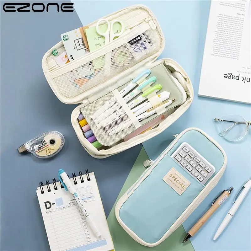 

EZONE чехол для карандашей, цветной канцелярский ящик макарон, школьные принадлежности Kawai, настольный органайзер, сумка для хранения, чехол д...