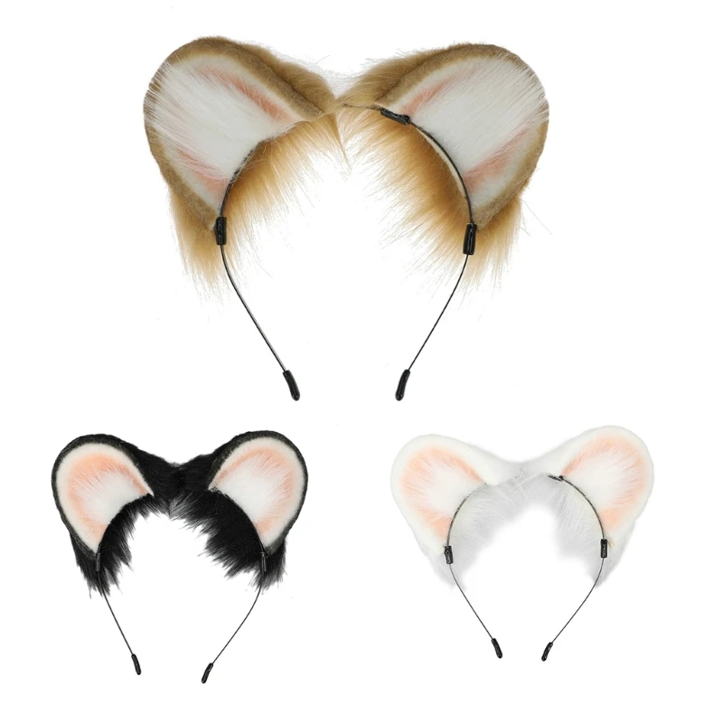 

F42F Girls Anime Headband Cute Plush Beast Ears Hairband Cosplay Costume Party Headdress for Adult Children Festival Headwear