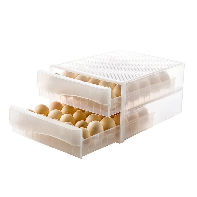 

Двухслойный ящик для хранения яиц 60 ячеек держатель для яиц для холодильника Кухонный Контейнер для яиц Органайзер с выдвижным ящиком