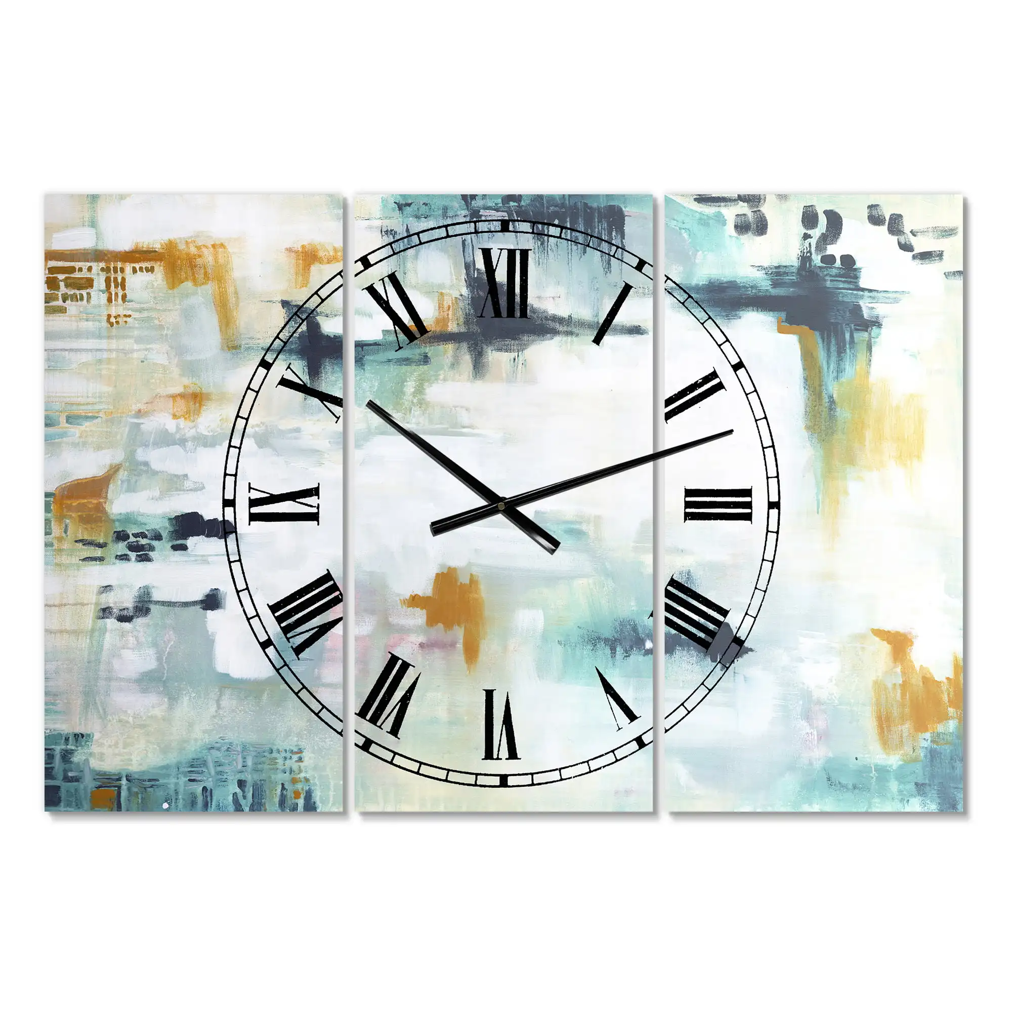 

Free Shipping 'Teal And White Composition ' Oversized Modern Wall Clock