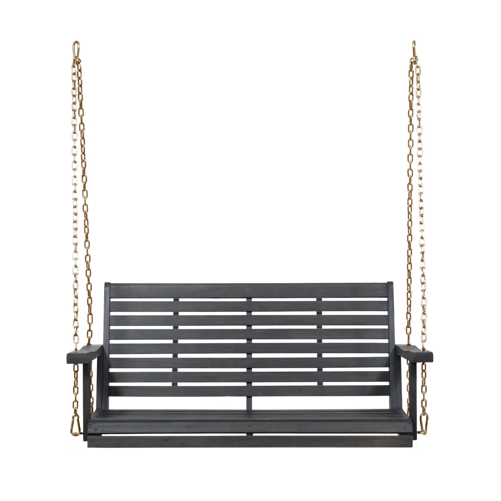 

Noble House Ace Hanging Acacia wood Porch Swing - Dark Gray
