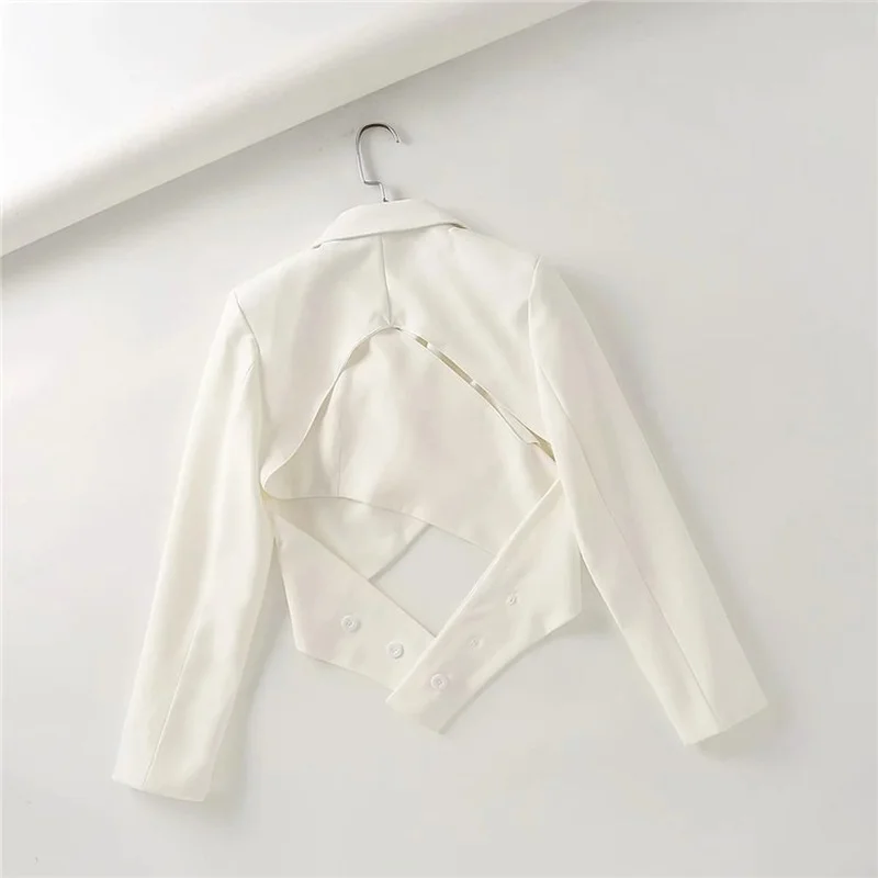 Special Design Chic Short Blazer Suit with Bandage Women Spring New Casual Slim Solid Color Blazer Korean Fashion Star Same Wear