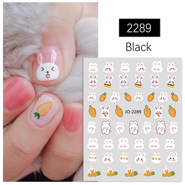 

Cute Cartoon Rabbit 3D Little Bear Lucky Chinese Characters Nail Art Stickers Slider DIY Decorations Accessories