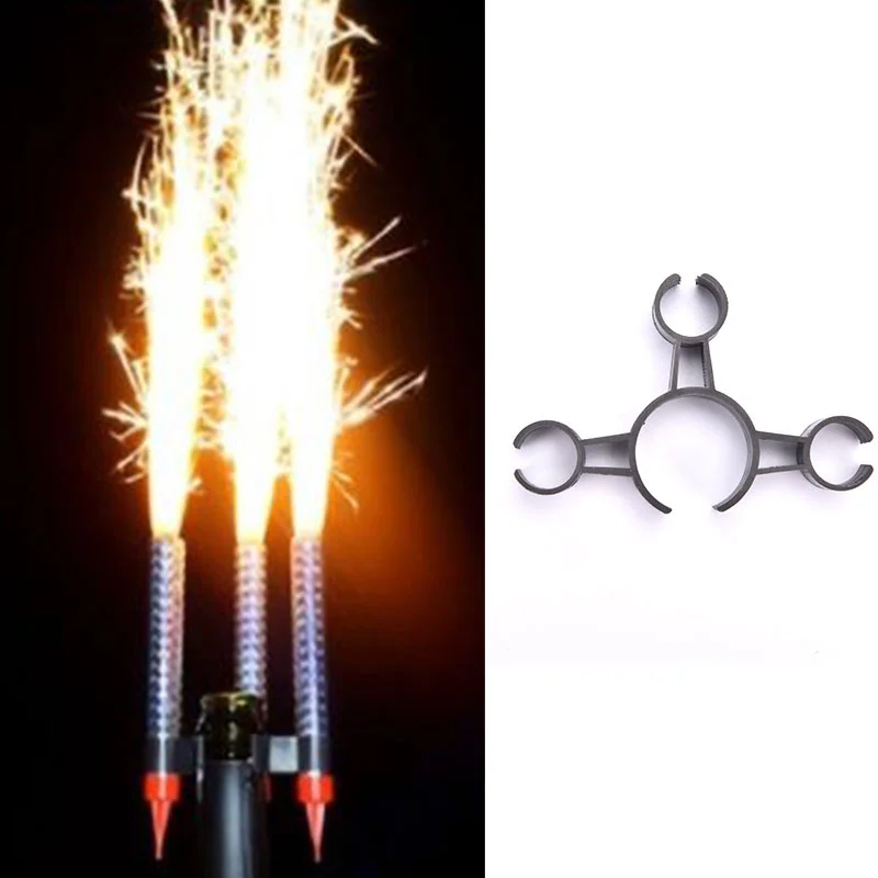 Ice Fountain Bottle Clip for Wine or Champagne 3 Candles Clip Sparkler Black