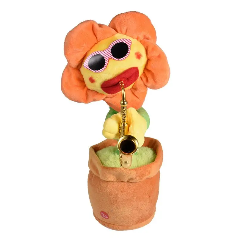 

Sing And Dance Sunflower Toy 80 Music With Lights Doll Ornaments Flowers Playing Saxophone Funny Gifts Plush Music Toys For Kids