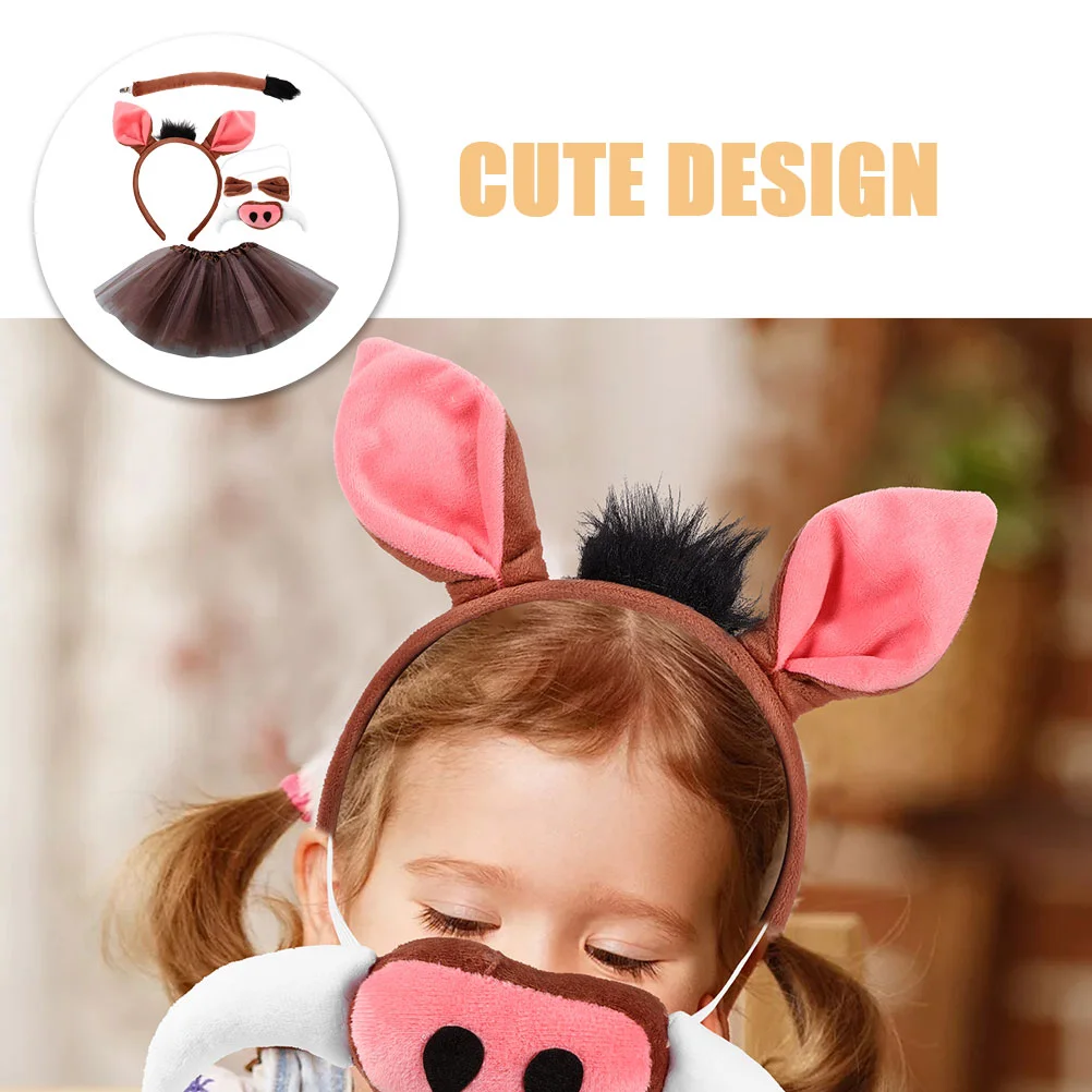 Warthog Headband Pig Accessories Costume Kids Boys Piggy Performance Props Toddler