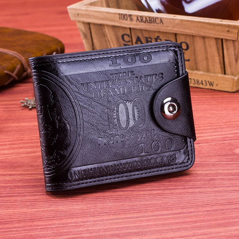 Personalized and creative men's dollar wallet with magnetic buckle pressure changed to a hundred dollar short wallet