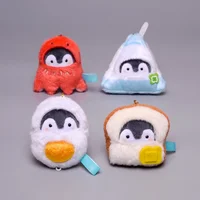 Japanese Positive Energy Penguin Breakfast Roasted Octopus Ball Milk Toast Boiled Eggs Push Toy Doll Small Pendant Key Chain