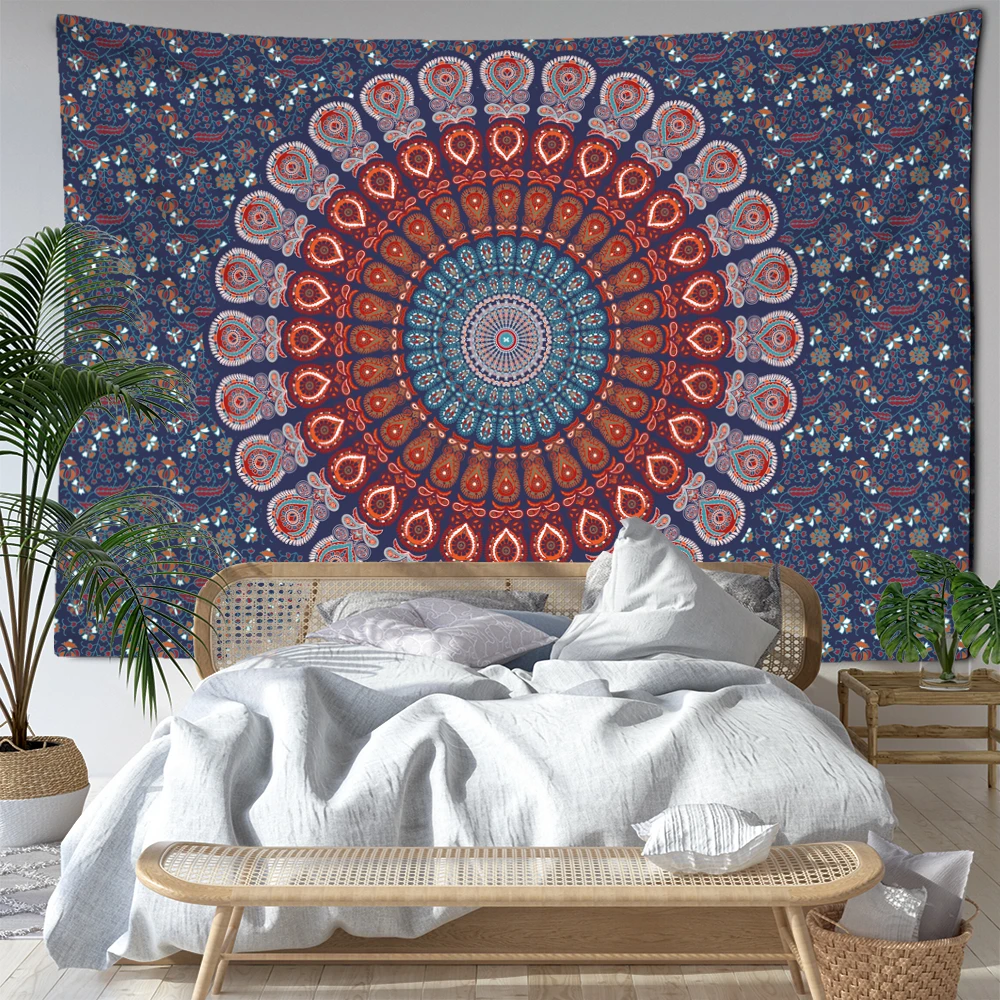 

Abstract Colorful Mandala Tapestry Wall Hanging Art Hippie Tapez Psychedelic Witchcraft Bohemian Home Decor