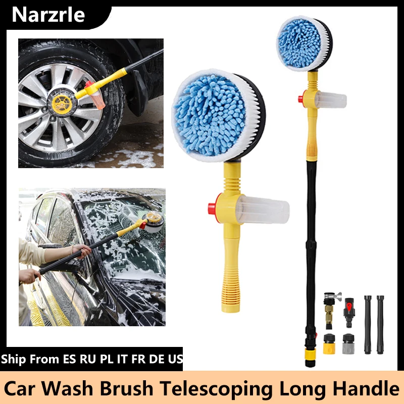 

Щетка для мытья автомобиля, швабра с длинной ручкой, автоматическая вращающаяся пенка, шениль, микрофибра, аксессуары для автомобиля