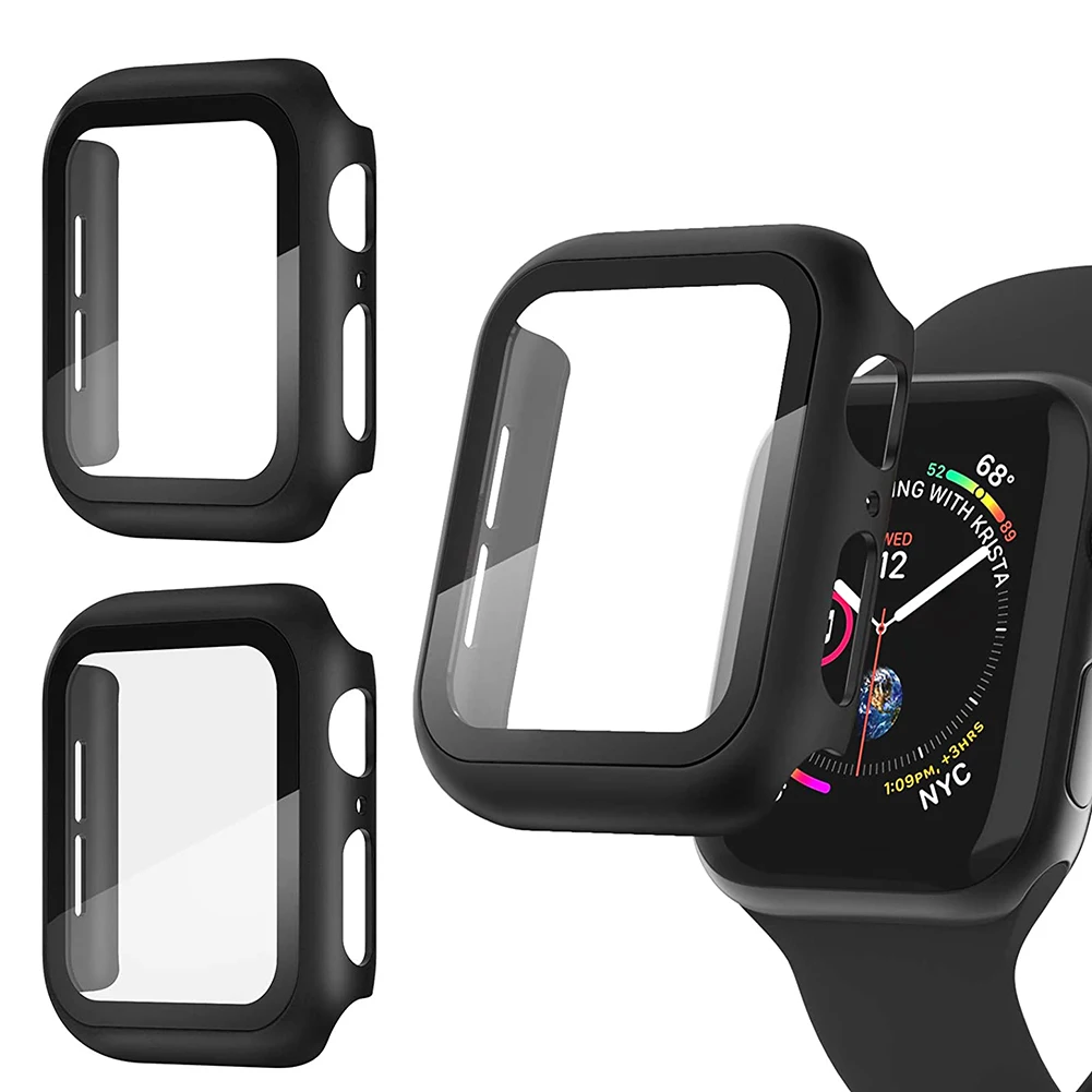 

Lightweight Smartwatch Anti-Scratch Case PC Tempered Glass Full Cover Screen Protective Cover for iWatch 1/2/3/4/5/6