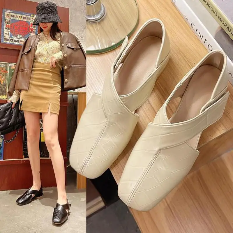 

2022 Spring And Summer New Single Shoes Square Toe Simple Casual Women's Shoes All-match Fashion British Women's Shoes