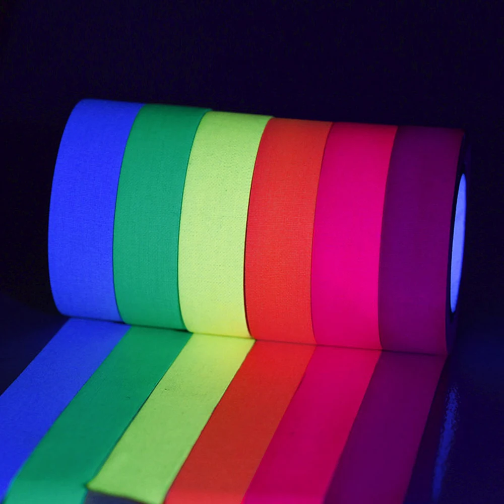 

UV Gaffer Fluorescent Tape Matt Night Self-Adhesive Glow In The Dark Luminous Tape For Party Floors Stages Whiteboard 6pcs/Set