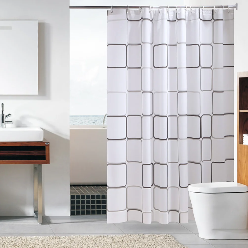 

Curtain Shower Fabric Grid Bathroom Dacron Eva Bath Clear Polyester Liner Holiday Plaid Curtains
