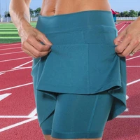 40hotshorts skirt solid color pockets summer a line double layers workout shorts for fitness