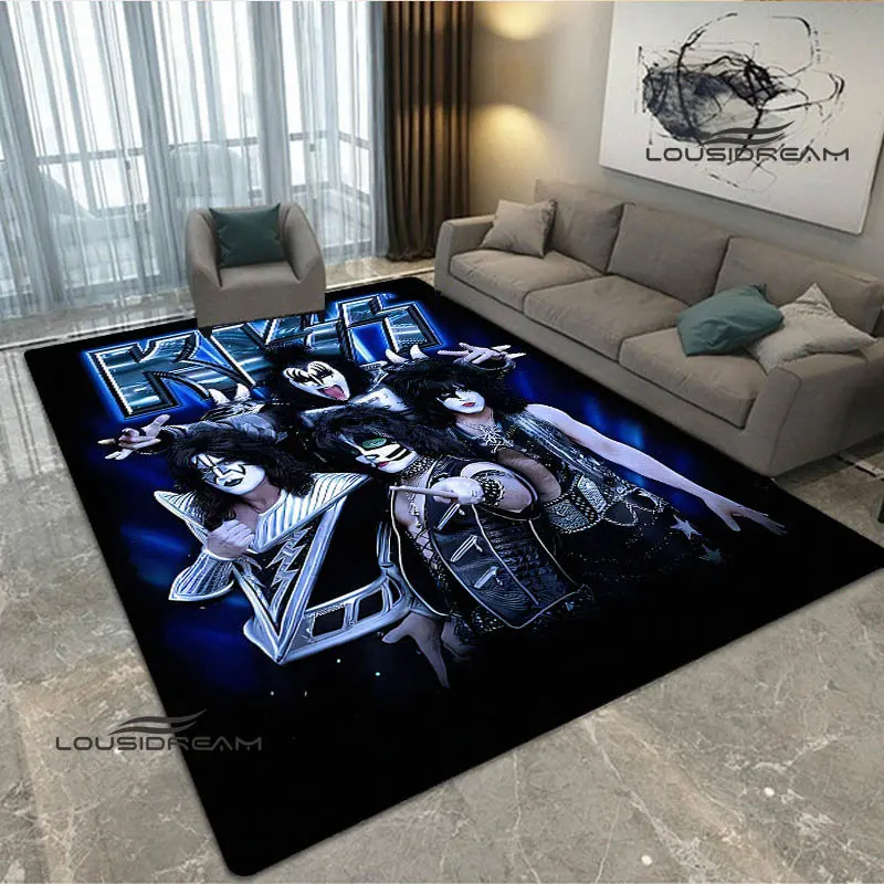 

KISS band Printed Carpet Kids Play Carpet Living Room Bedroom Beautiful Carpet Balcony Bathroom non-slip carpet birthday gift