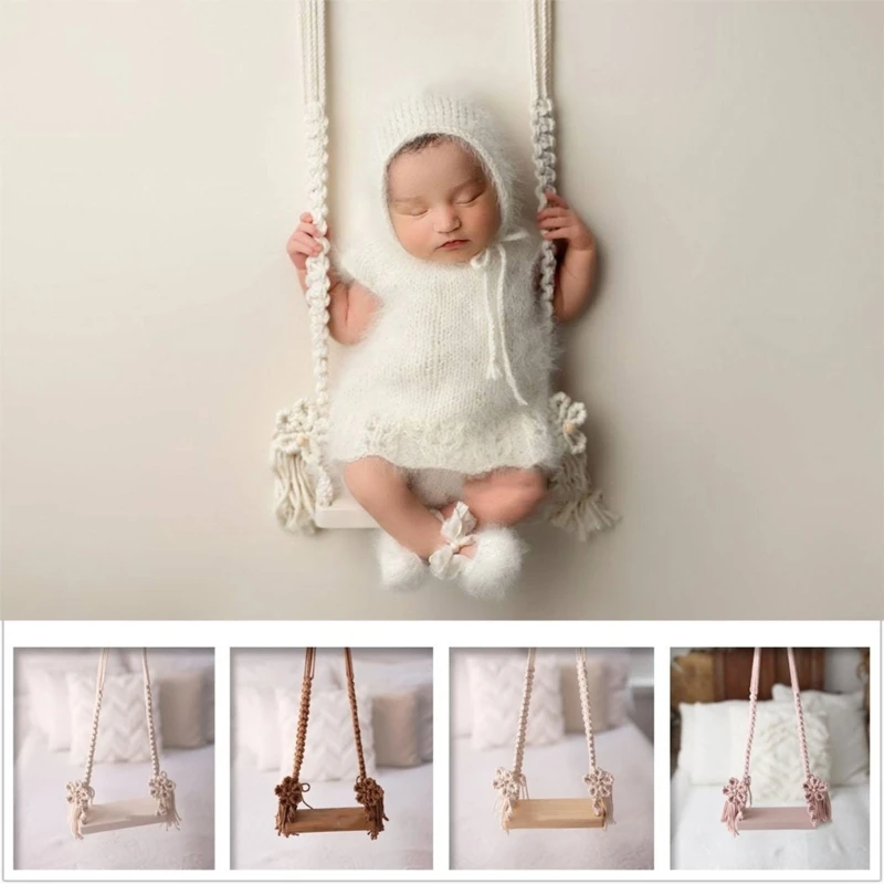 

Upgrade Photo Background Props Wooden Swing Seats Photo Background Props for Newborns Photo Posing Aid Props for Babies A2UB